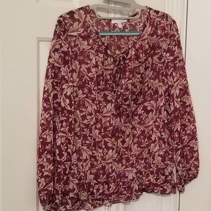 Marybelle burgundy floral print blouse